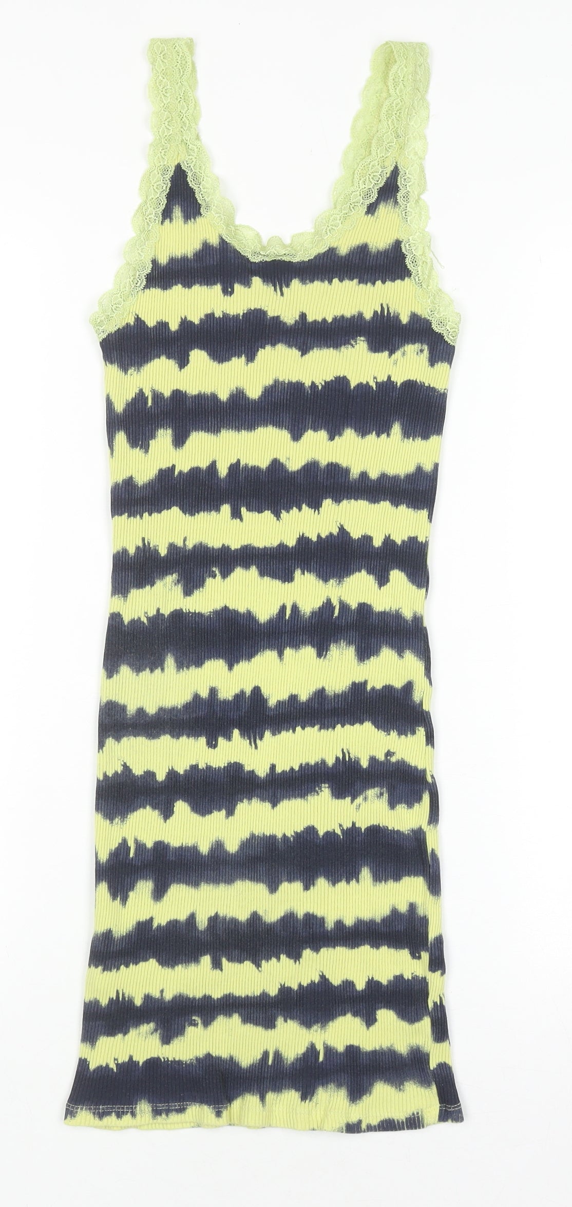 Urban Outfitters Women's Yellow Lace Trim Ribbed Camisole Tank Top M