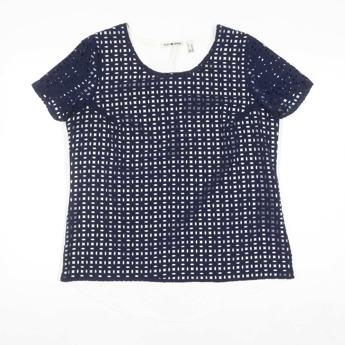 Punto Roma Women's Blue Cut Out Tunic Blouse Size 12