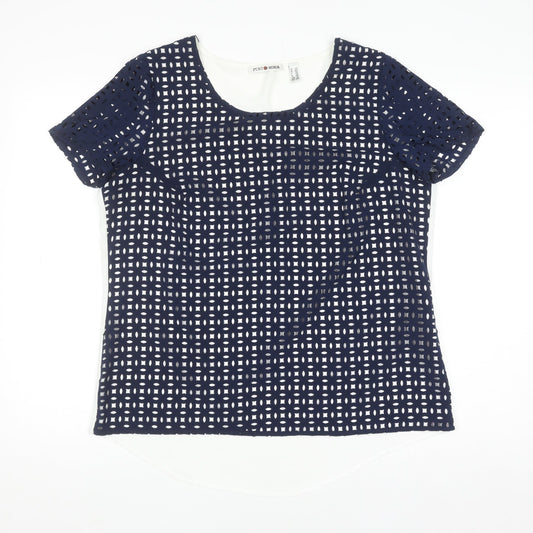 Punto Roma Women's Blue Cut Out Tunic Blouse Size 12