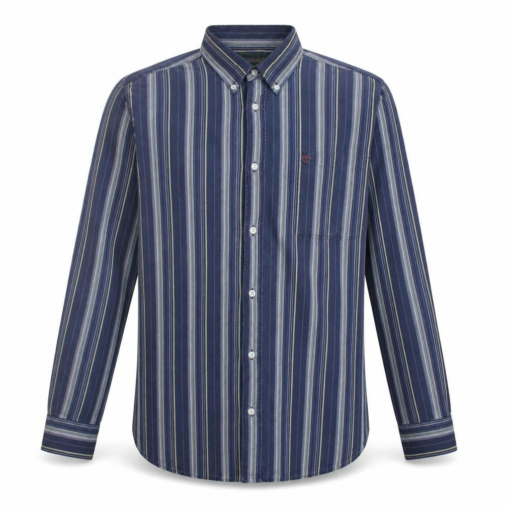 Timberland Men's Blue Striped Button-Up Long Sleeve Shirt L