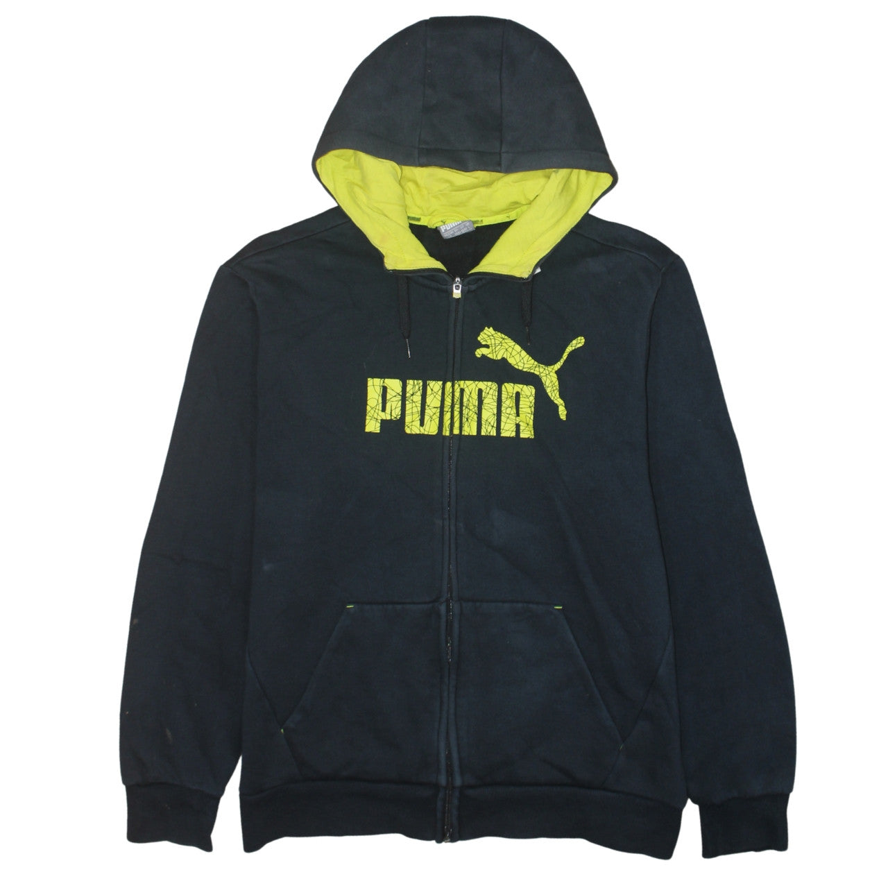 Puma Men's Black Full Zip Hoodie L Graphic Logo Sportswear
