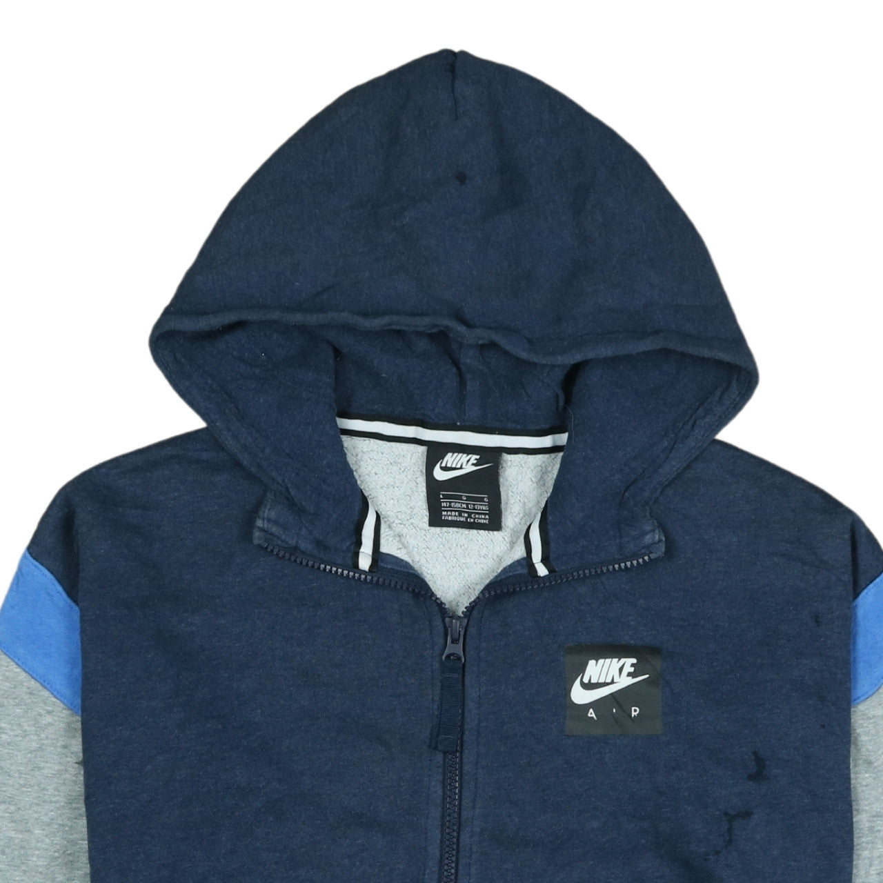 Nike Boys Blue Full Zip Hoodie Size 12-13 Years Logo Print Hooded Sweatshirt