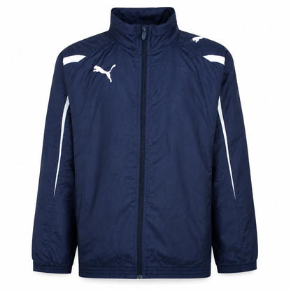 Front view of Puma boys’ blue full zip lightweight track jacket, size 14, years