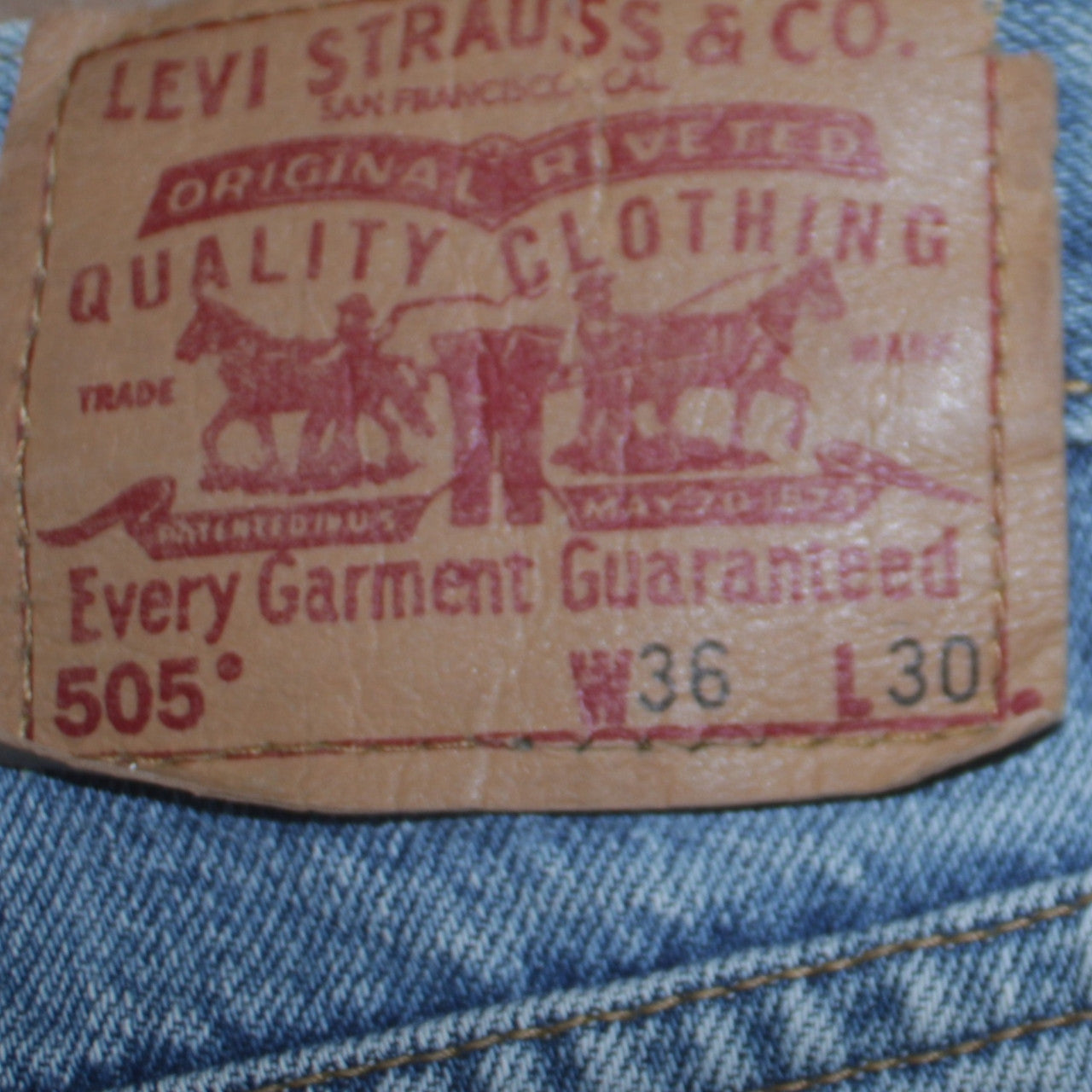 Levi's 505 Men's Blue 36x30 Regular Fit Straight Leg Denim Jeans