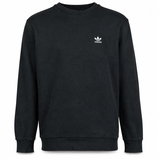 Adidas Mens Black Small Crew Neck Pullover Sweatshirt Logo Sportswear