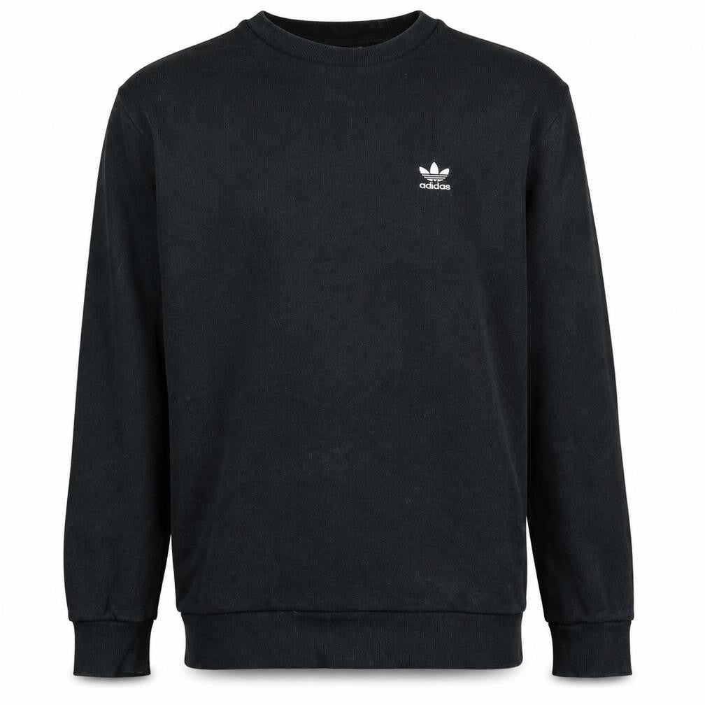 Adidas Mens Black Small Crew Neck Pullover Sweatshirt Logo Sportswear