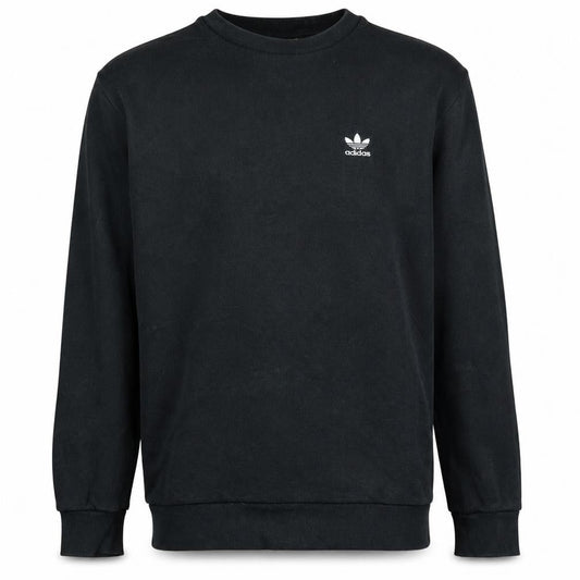 Adidas Mens Black Small Crew Neck Pullover Sweatshirt Logo Sportswear