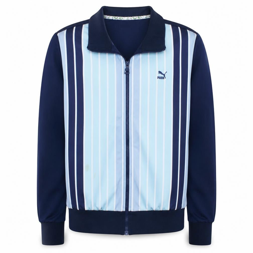 Puma Men's Blue Striped Full Zip Sweatshirt Jacket Size M