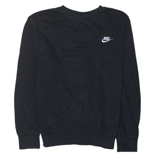 Nike Men Black Crew Neck Cotton Fleece Pullover Sweatshirt M