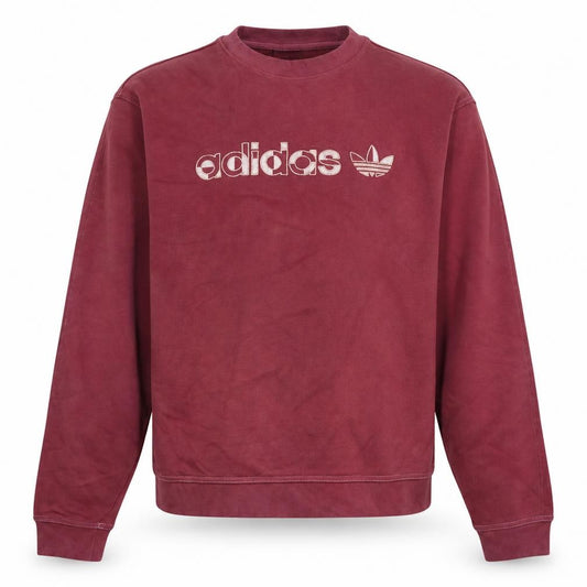 Adidas Mens Red Medium Sweatshirt Crew Neck Pullover Logo Sportswear