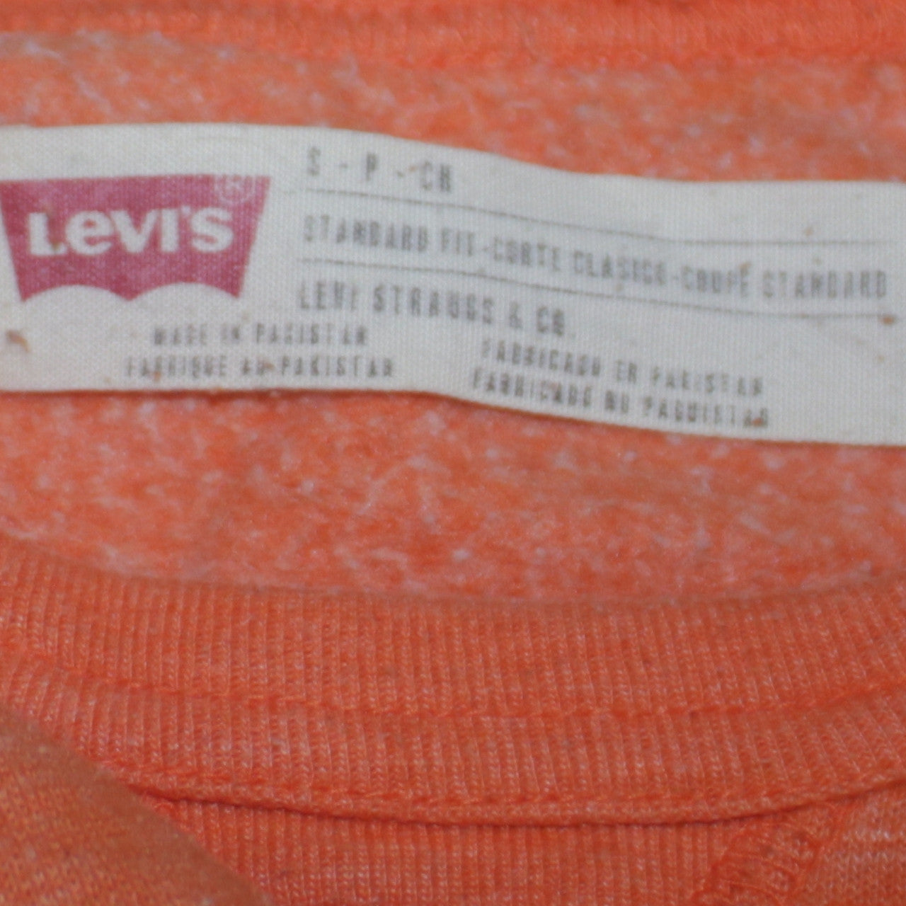 Levi's Men's Orange Crew Neck Cotton Blend Sweatshirt Size S