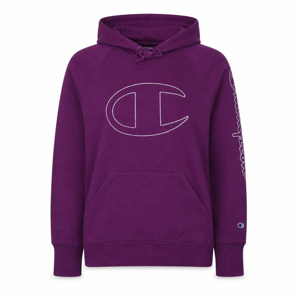 Champion Womens Purple Pullover Hoodie L Logo Athleticwear