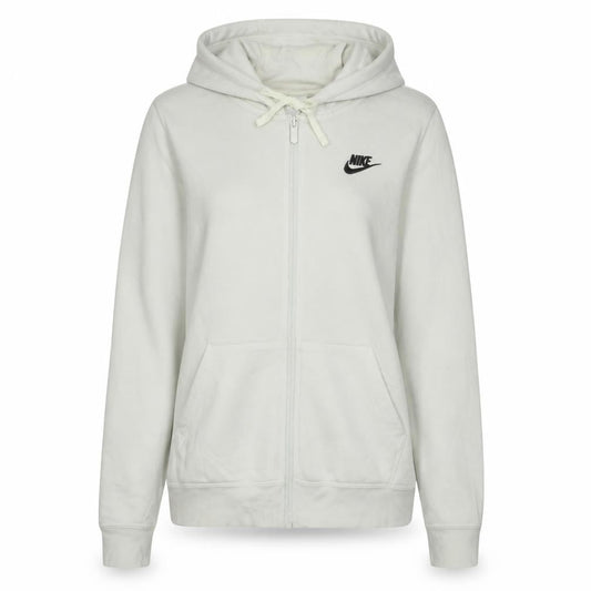 Nike Women Beige Full Zip Hoodie Small Hooded Cotton Blend