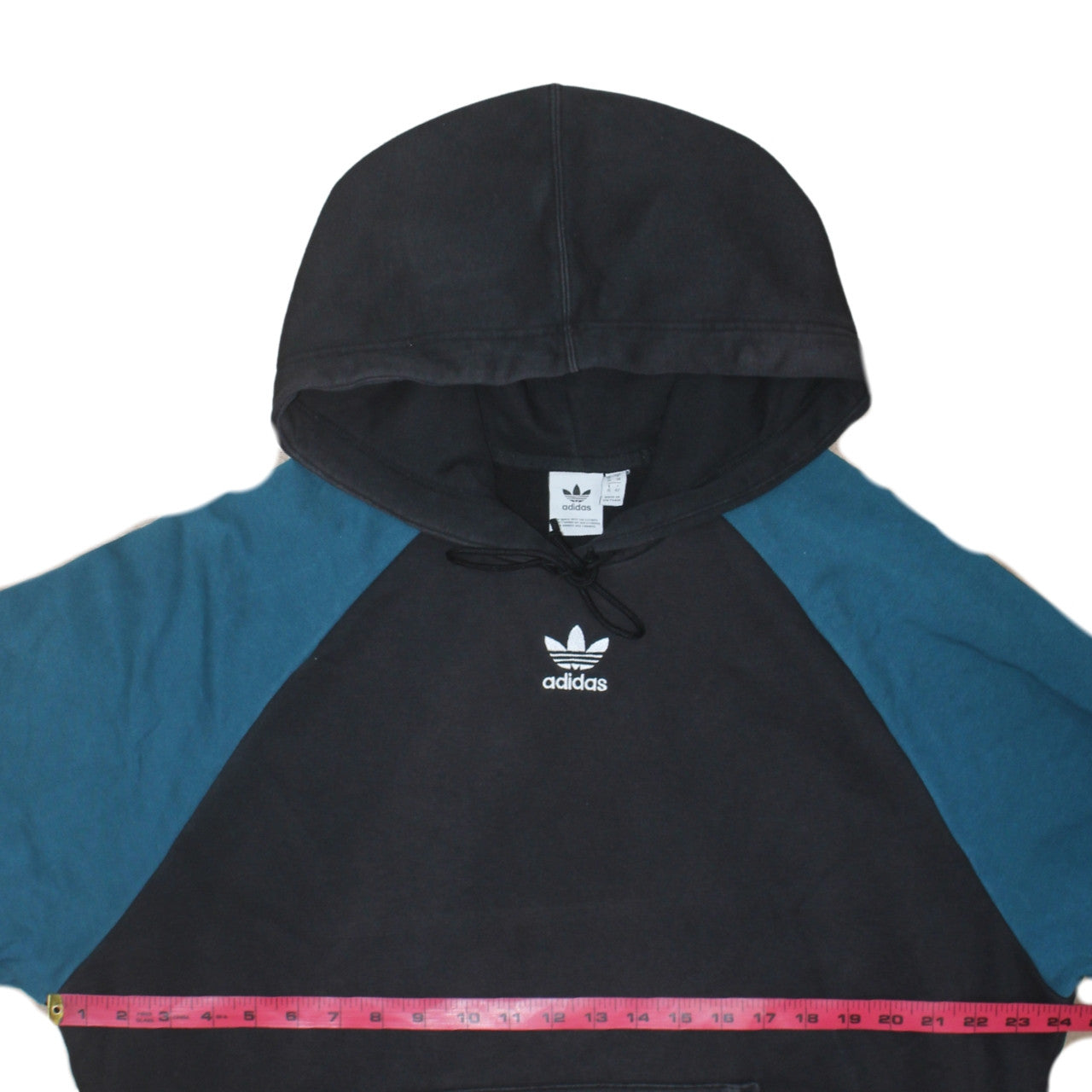 Adidas Womens Black Blue Hoodie Size 10 Pullover Cotton Logo