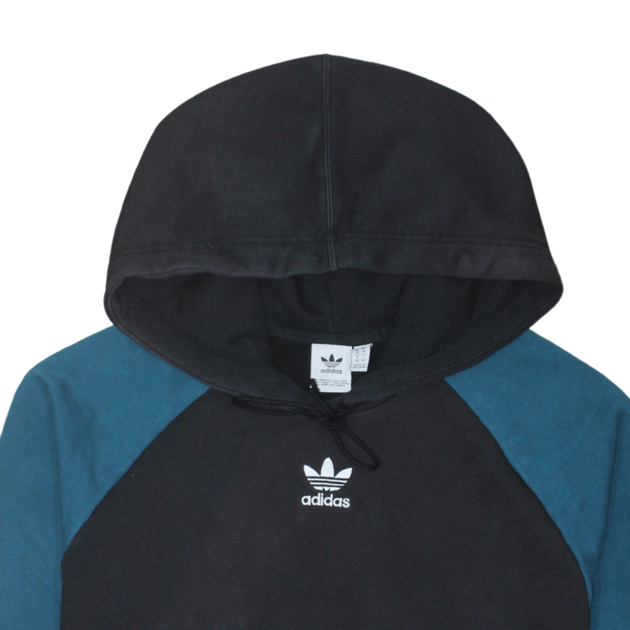 Adidas Womens Black Blue Hoodie Size 10 Pullover Cotton Logo