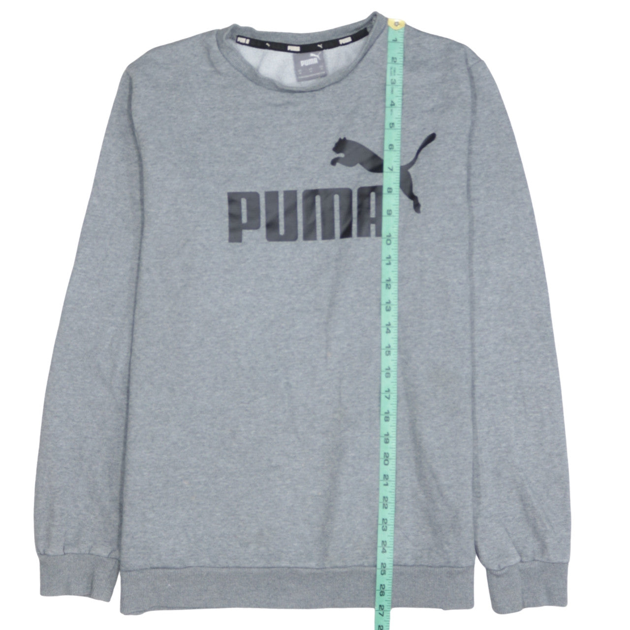 Puma Men's Grey Logo Crew Neck Sweatshirt Size M Regular Fit