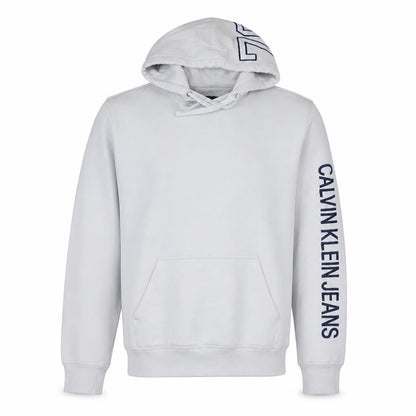 Calvin Klein Jeans Men's White Pullover Hoodie Size S Logo Sleeve