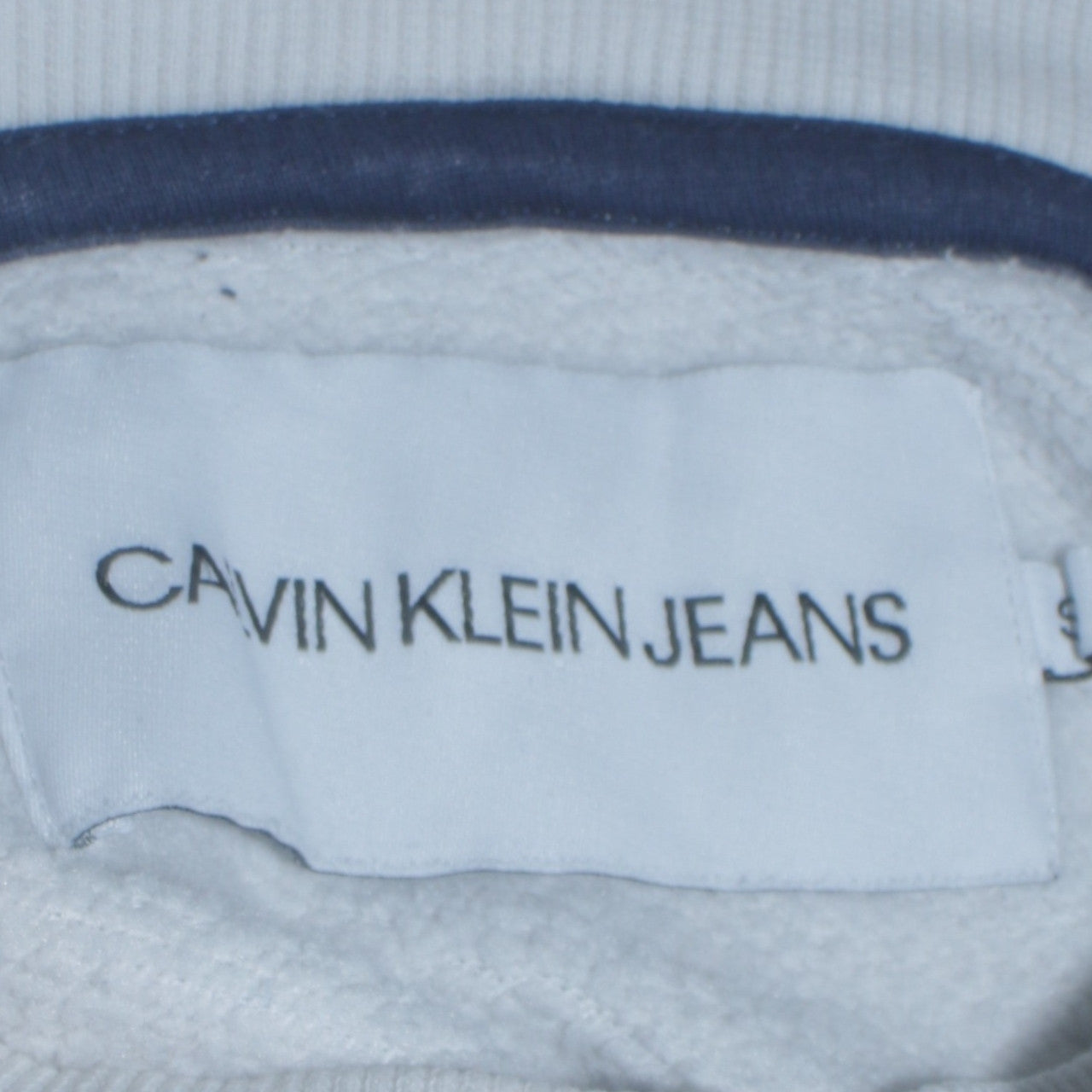 Calvin Klein Jeans Men's White Pullover Hoodie Size S Logo Sleeve