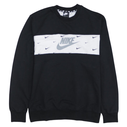 Nike Women's Black White Logo Crew Neck Pullover Sweatshirt L