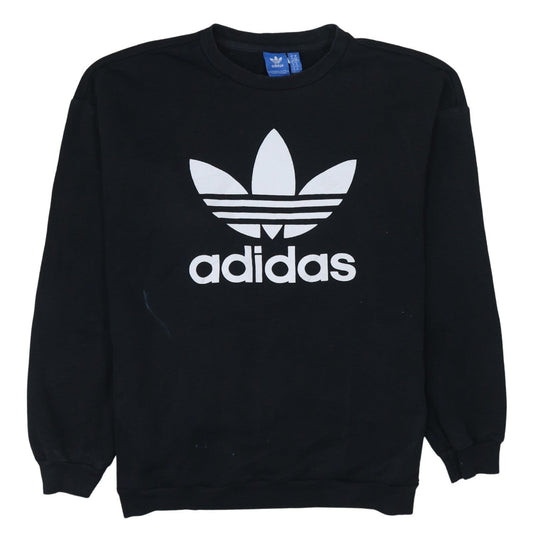 Adidas Womens Black Crew Neck Pullover Sweatshirt Size 14