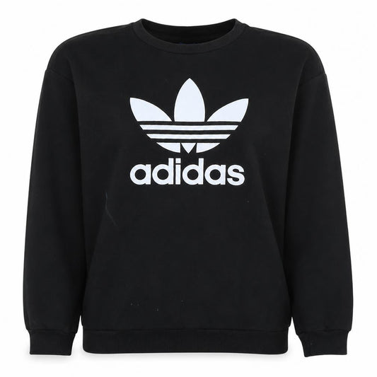Adidas Womens Black Crew Neck Pullover Sweatshirt Size 14