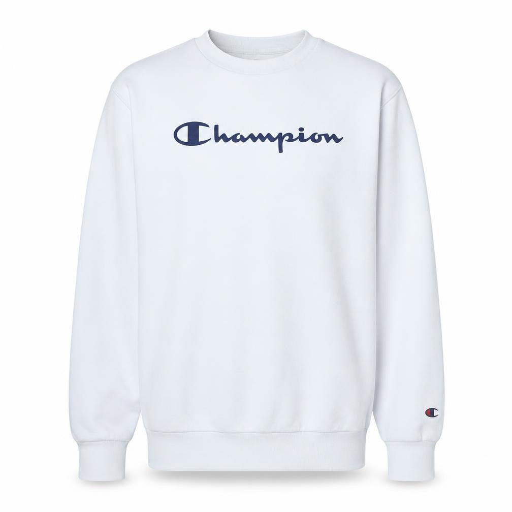 Champion Boys White 2XL Sweatshirt Crew Neck Long Sleeve Logo Pullover