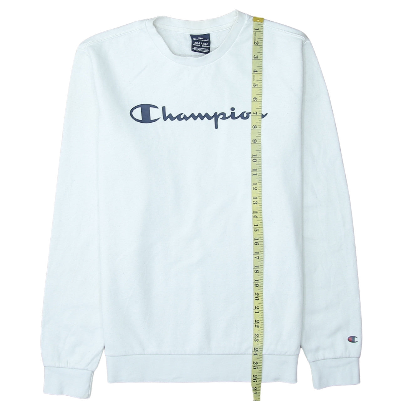 Champion Boys White 2XL Sweatshirt Crew Neck Long Sleeve Logo Pullover