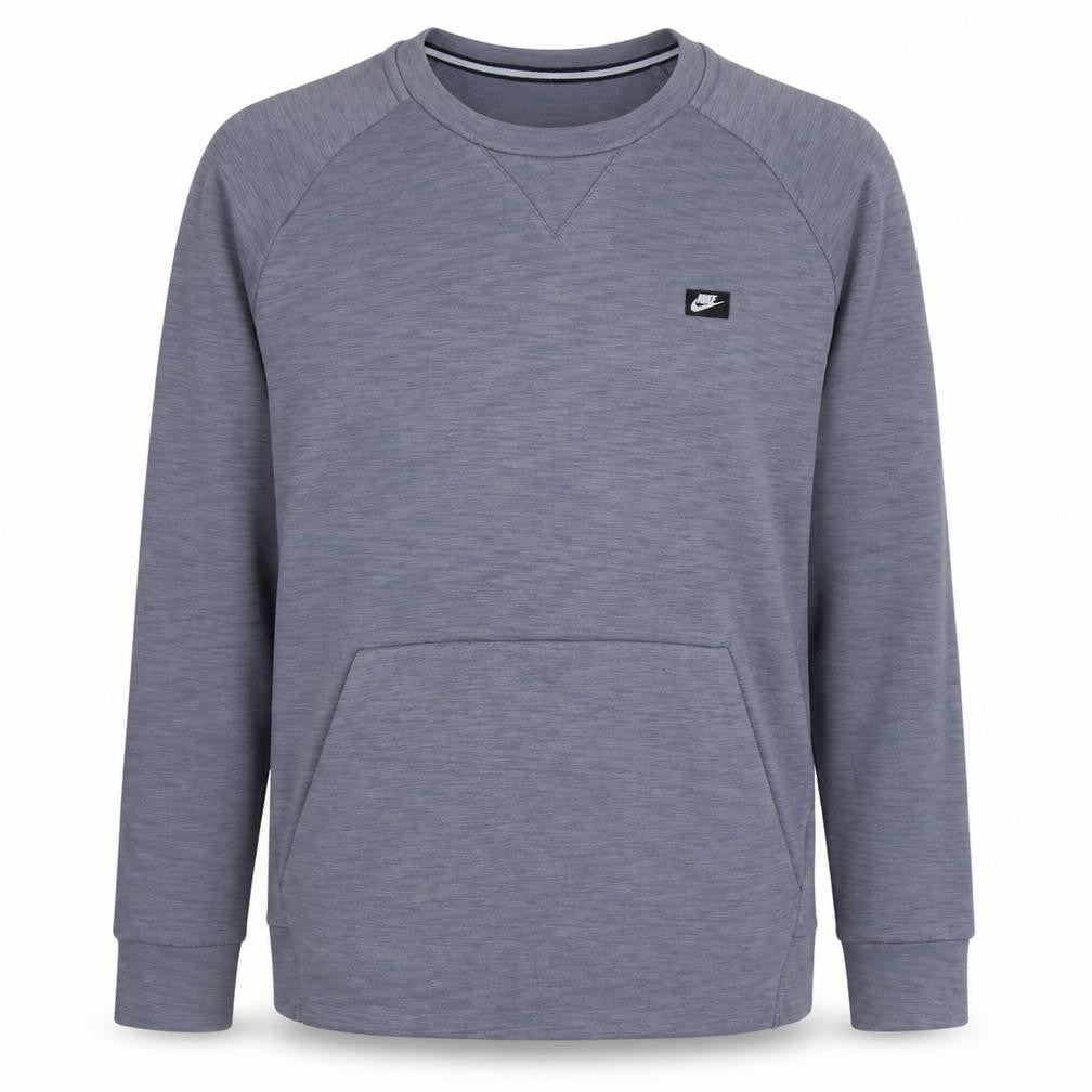 Nike Men’s Grey Crew Neck Pullover Sweatshirt L Logo Pocket
