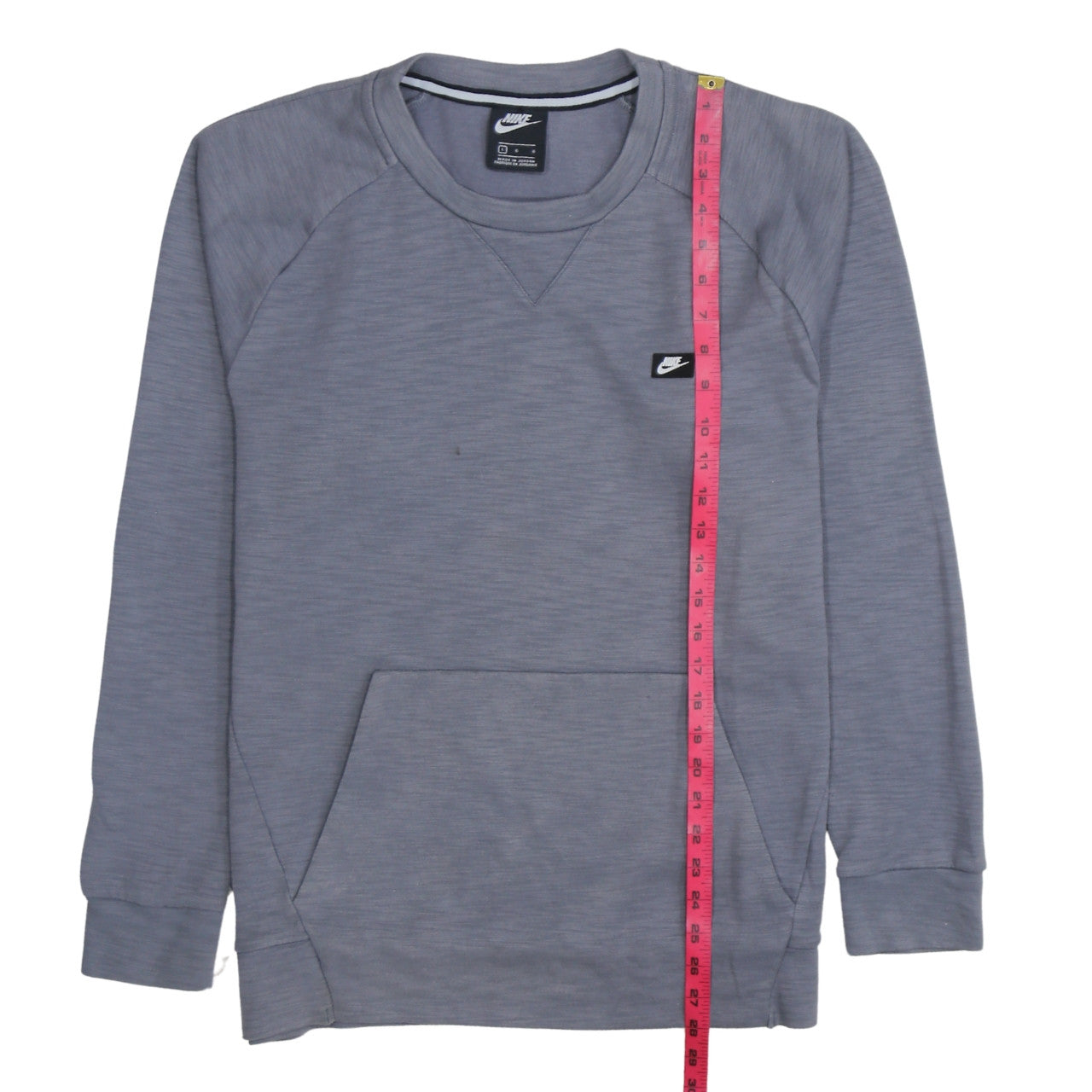 Nike Men’s Grey Crew Neck Pullover Sweatshirt L Logo Pocket