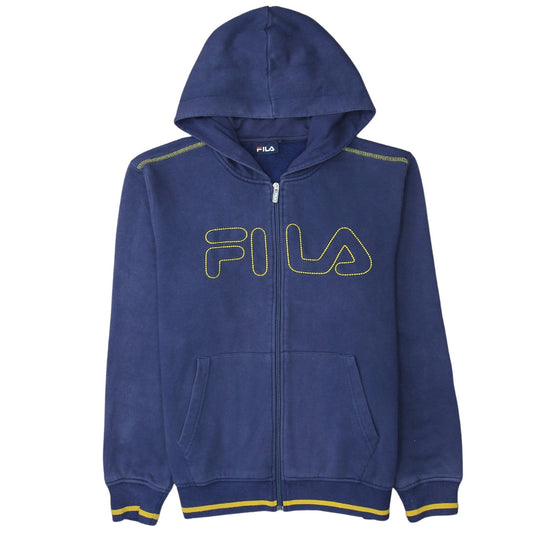 FILA Men's Blue Full Zip Hoodie L Sports Fleece Sweatshirt