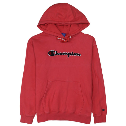 Champion Men's Red Pullover Hoodie Medium Graphic Logo Fleece