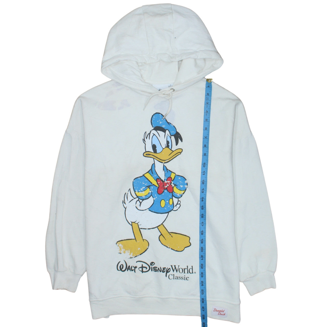Disney Mickey & Friends Women's White Hoodie Small Donald Duck Print