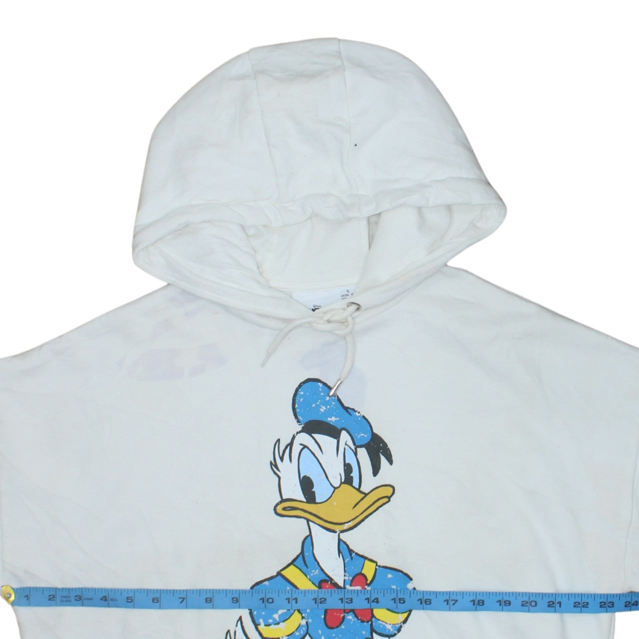 Disney Mickey & Friends Women's White Hoodie Small Donald Duck Print