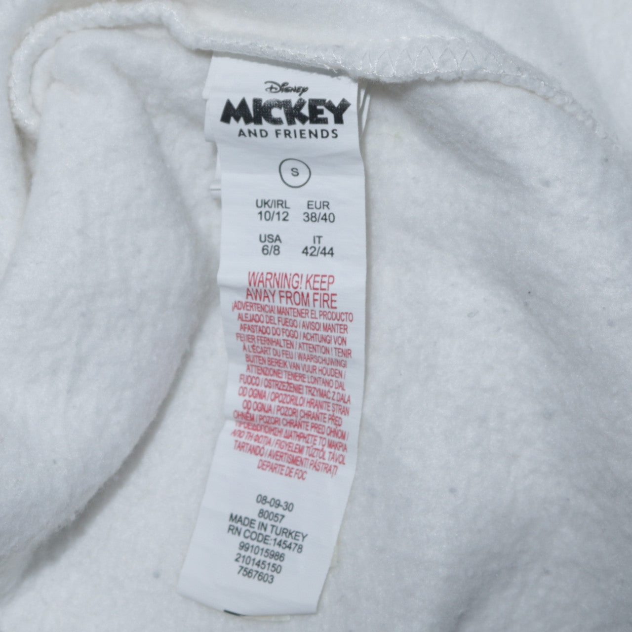 Disney Mickey & Friends Women's White Hoodie Small Donald Duck Print