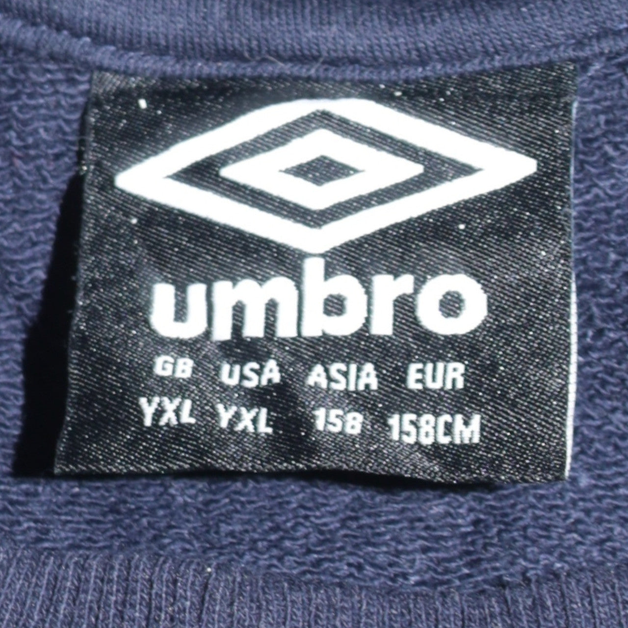 Umbro Boys England Rugby Navy Sweatshirt YXL 158cm Cotton Blend Crew Neck