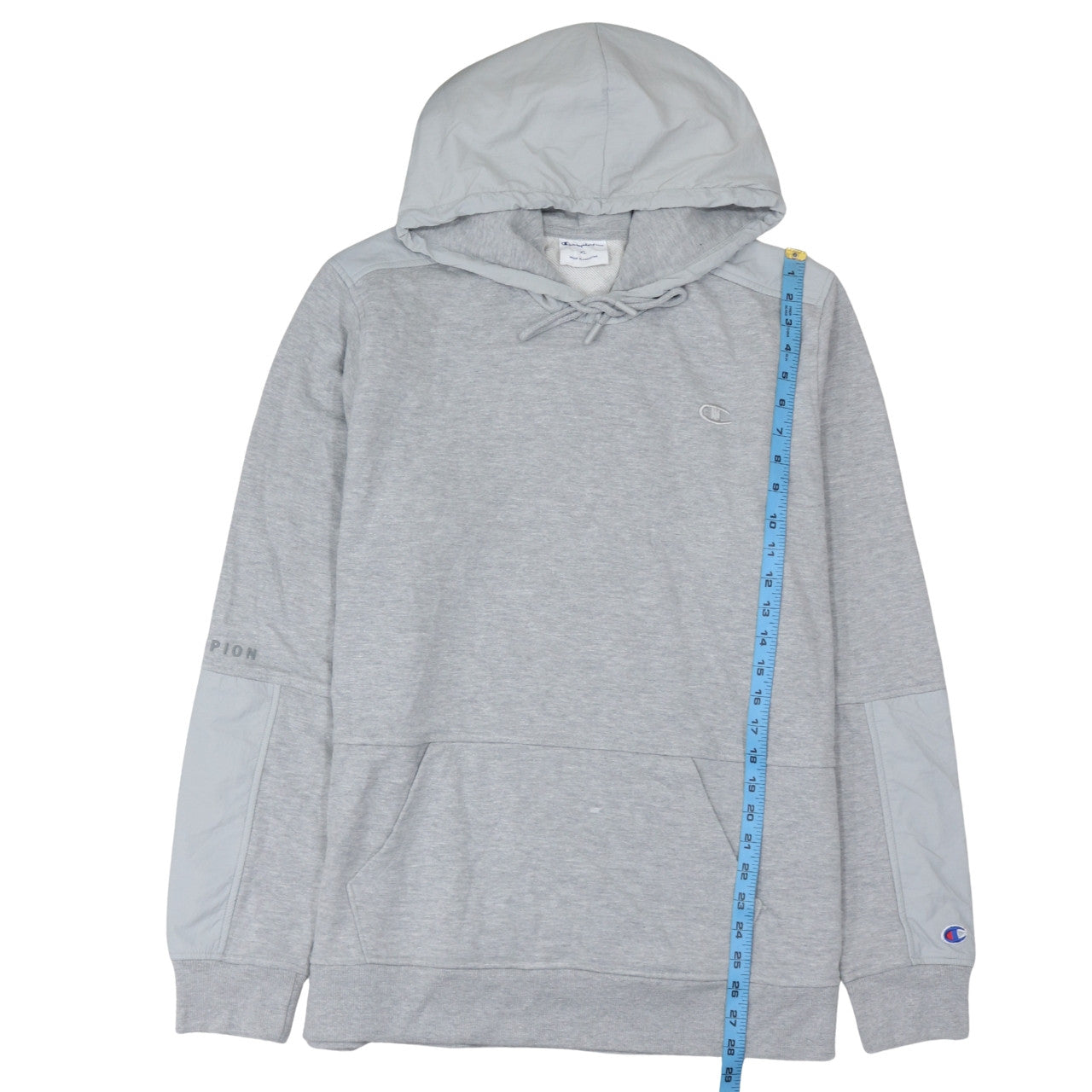 Champion Men's Grey XL Pullover Hoodie with Logo and Pocket