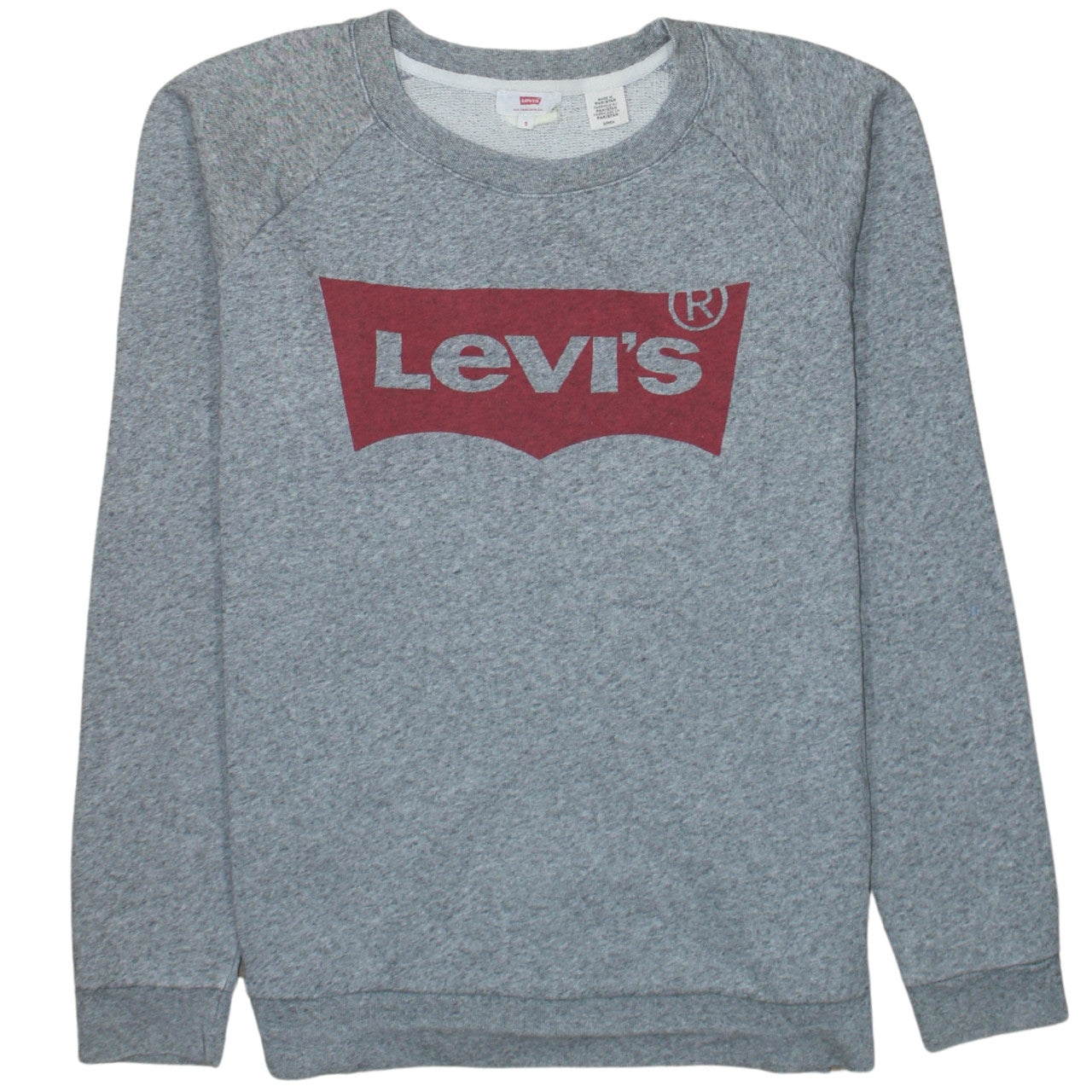 Levi's Men's Grey Small Crew Neck Logo Sweatshirt Pullover