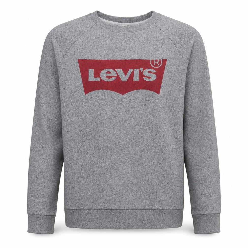 Levi's Men's Grey Small Crew Neck Logo Sweatshirt Pullover