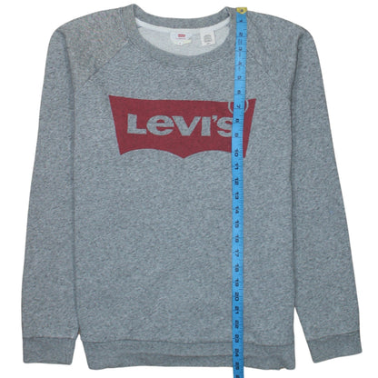 Levi's Men's Grey Small Crew Neck Logo Sweatshirt Pullover