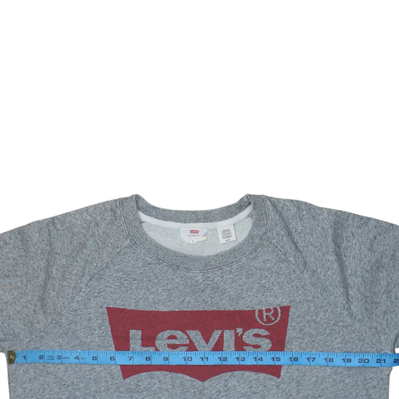 Levi's Men's Grey Small Crew Neck Logo Sweatshirt Pullover