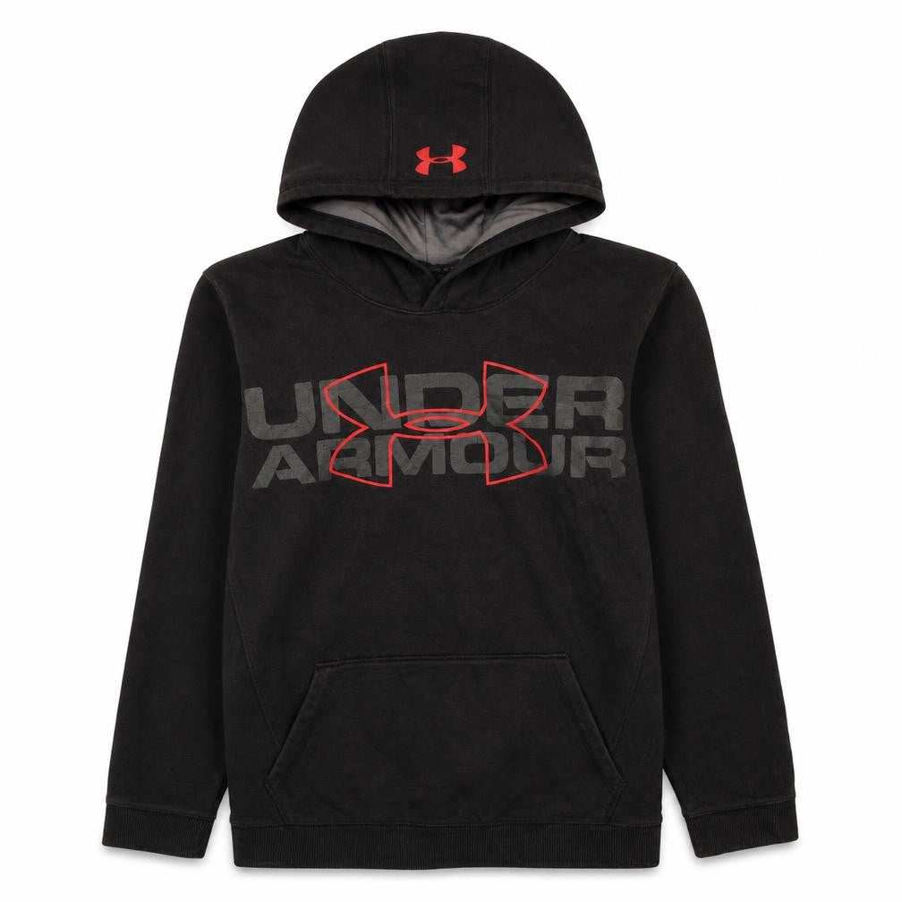 Under Armour Boys Black Pullover Hoodie XL Loose Fit ColdGear