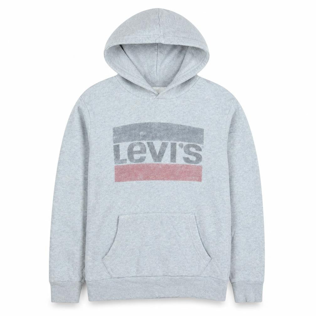 Levi's Men's Grey Pullover Hoodie Small Logo Fleece Sweatshirt