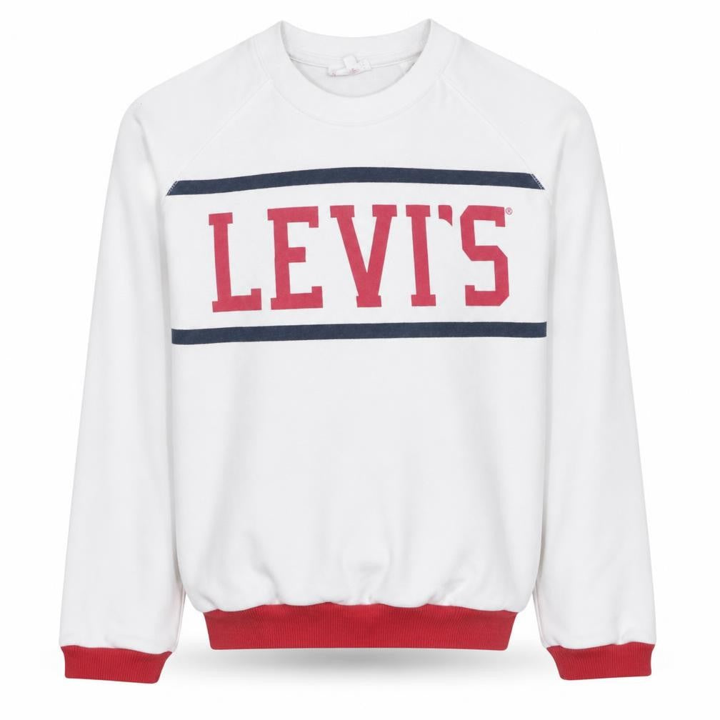 Levi's Men's White Red Logo Crew Neck Pullover Sweatshirt M