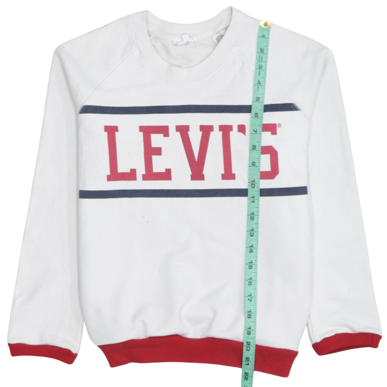 Levi's Men's White Red Logo Crew Neck Pullover Sweatshirt M