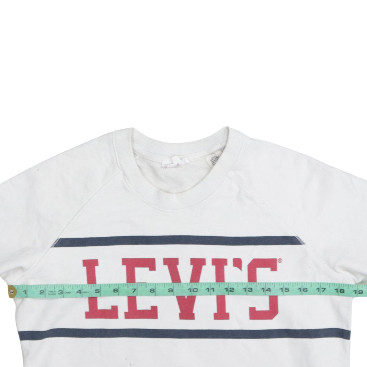 Levi's Men's White Red Logo Crew Neck Pullover Sweatshirt M