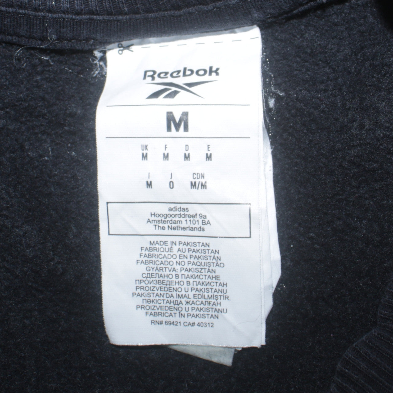 Reebok Men's Black Crew Neck Logo Sweatshirt Size M Regular Fit