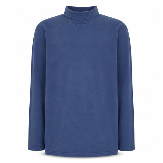 Quiksilver Men Blue Mock Neck Long Sleeve Cotton Sweatshirt L