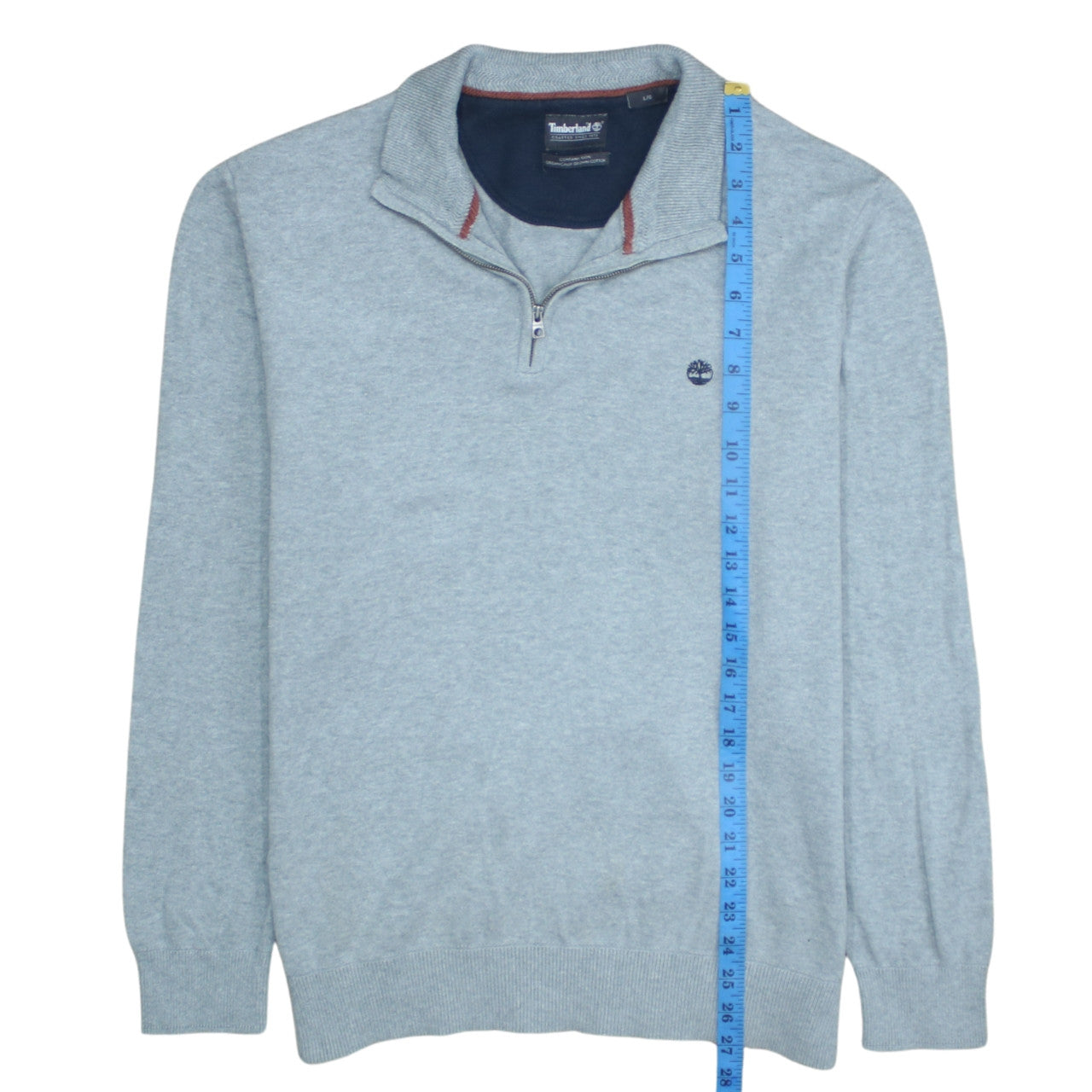 Timberland Men’s Grey Cotton 1/2 Zip High Neck Jumper Size L