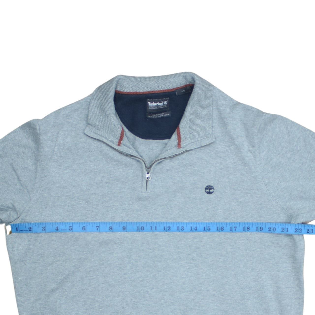 Timberland Men’s Grey Cotton 1/2 Zip High Neck Jumper Size L