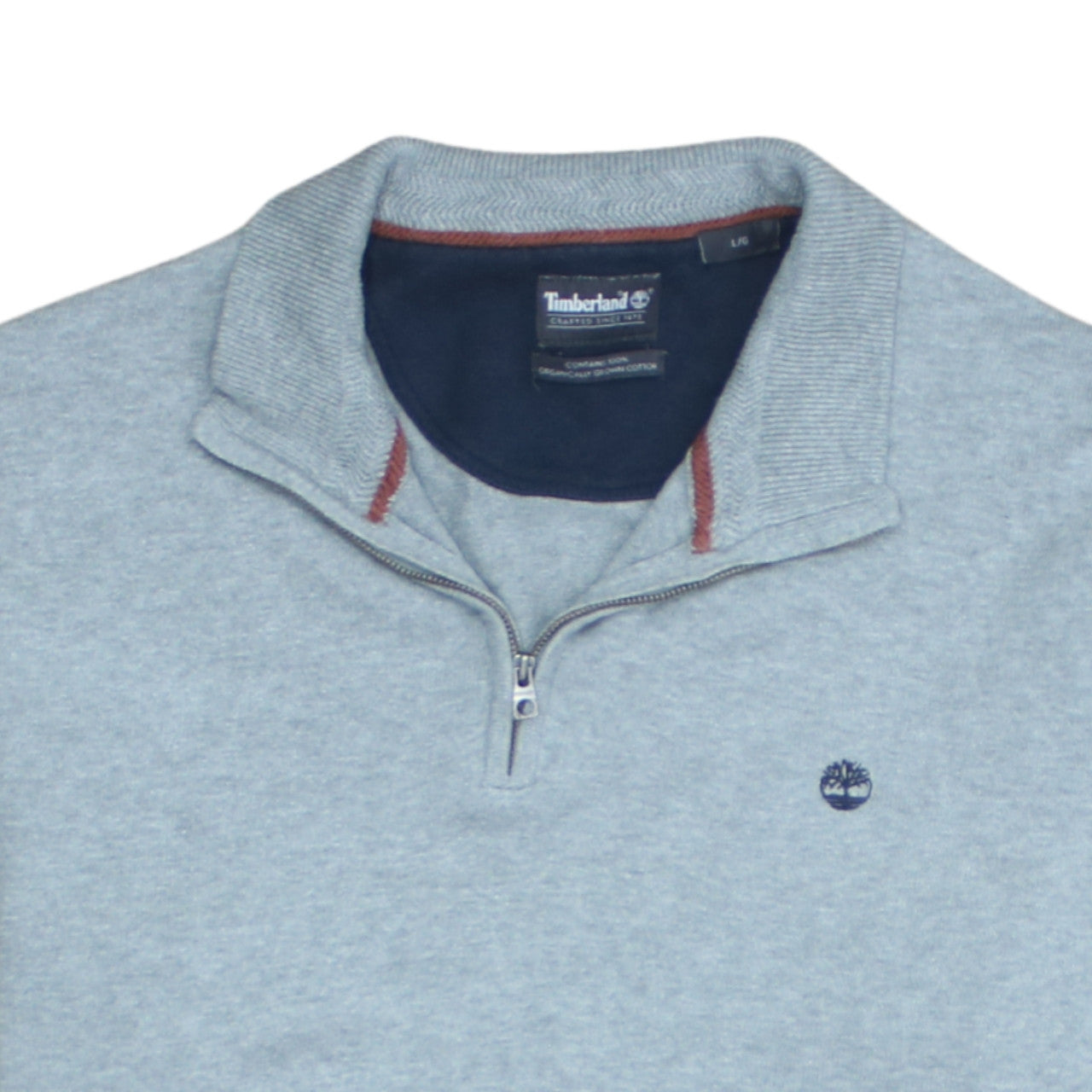 Timberland Men’s Grey Cotton 1/2 Zip High Neck Jumper Size L